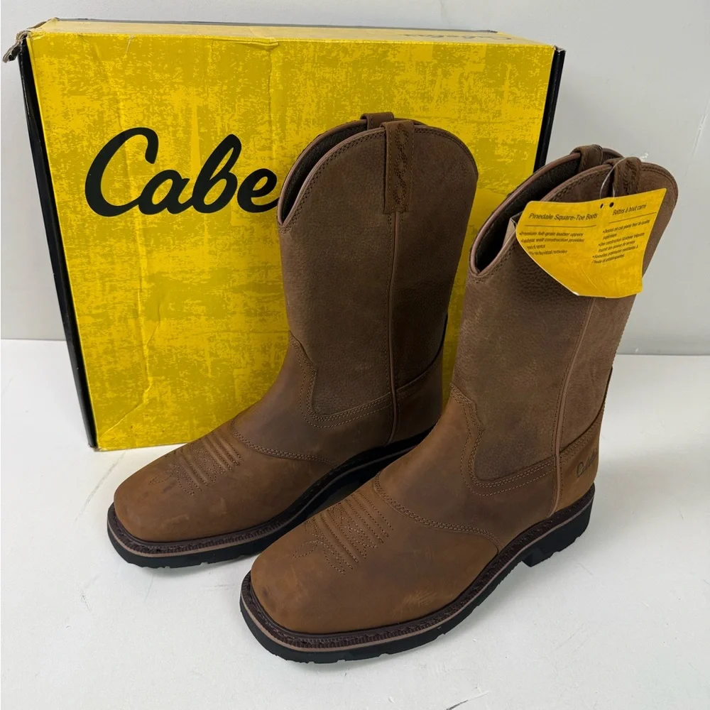 Cabela’s Pinedale Square Toe Leather Boots NIB New Men’s 13 - Picture 1 of 11